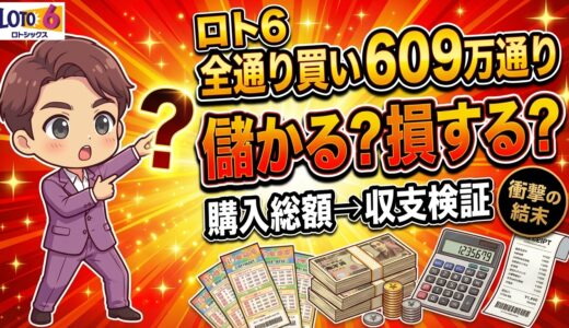 ロト6を全通り（609万通り）買ったら儲かる？損する？購入総額から収支まで徹底検証【衝撃の結末】必勝法