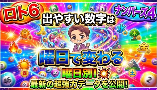 ロト6・ナンバーズ4の出やすい数字は曜日で変わる！？｜月曜・木曜・月〜金の傾向を過去データ計8000回以上で徹底検証【宝田式分析】